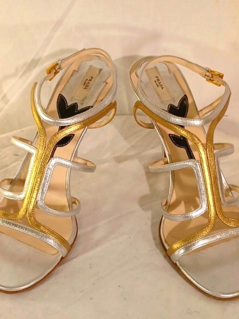 Prada Milano heels gold silver - Picture 2 of 4